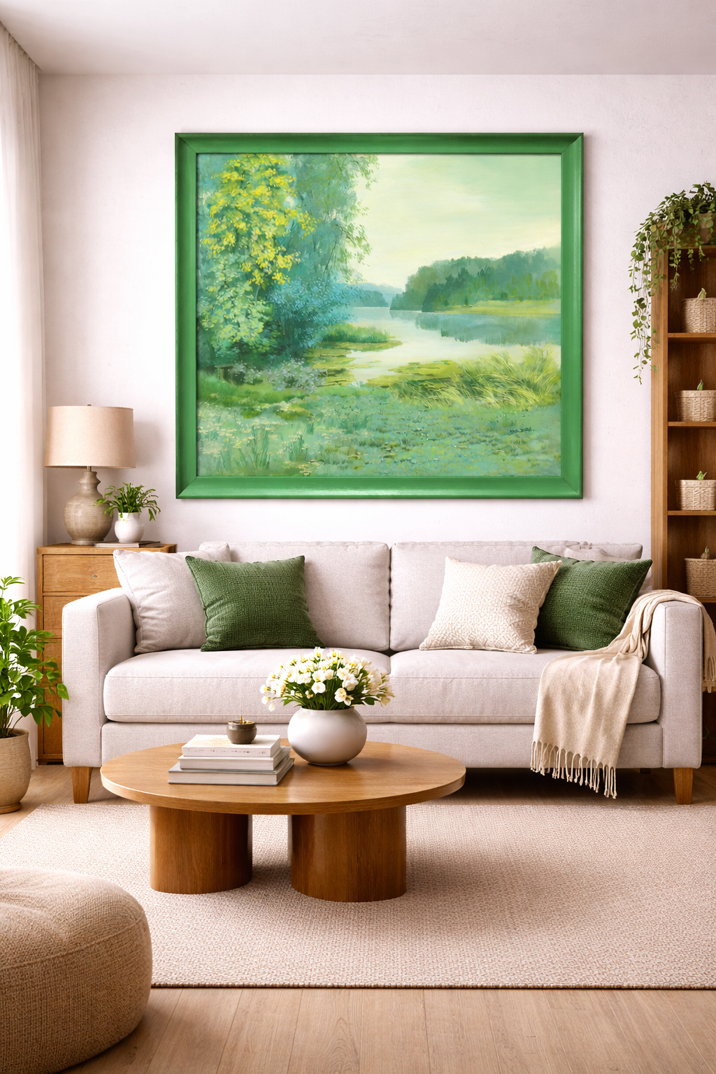 Emerald green(32''x 32''/ 80 x 80 CM/Stretch+Green Frame)