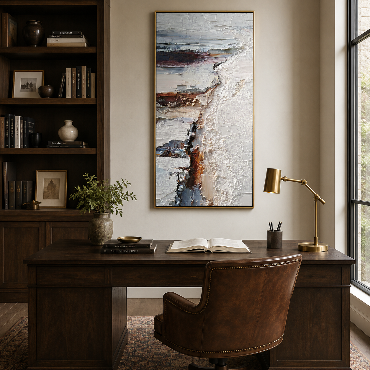 Minimalist White Textured Abstract Painting – Modern Vertical Wall Art#OA 0904