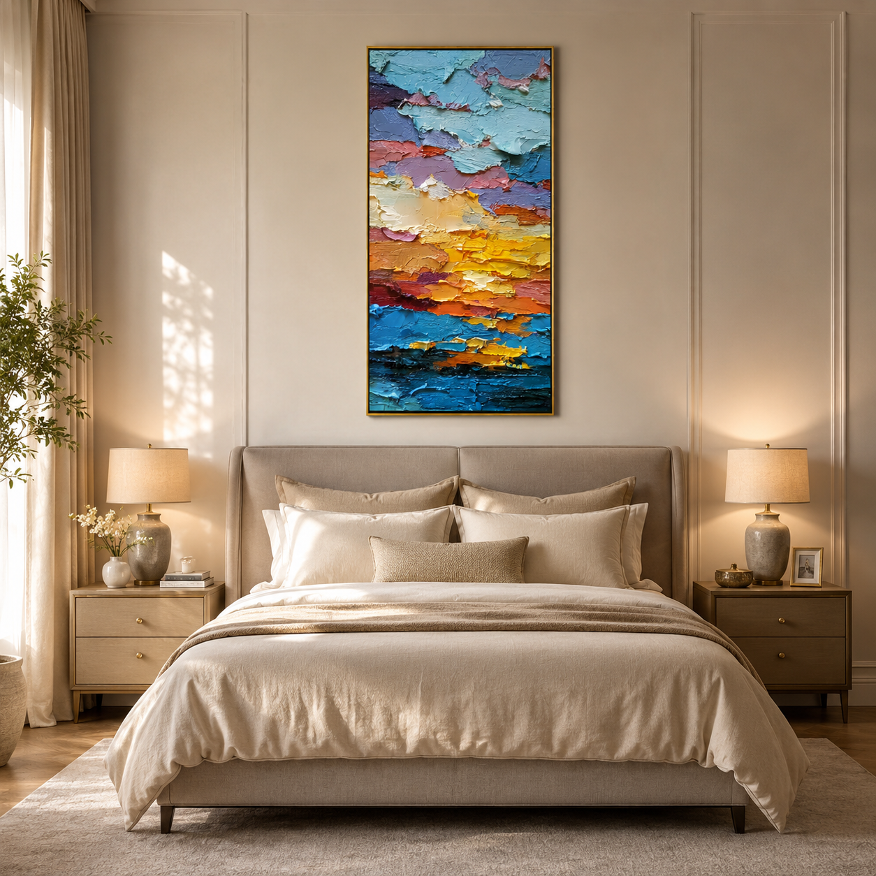 Colorful Textured Abstract Oil Painting – Modern Impasto Wall Art#OA 0903