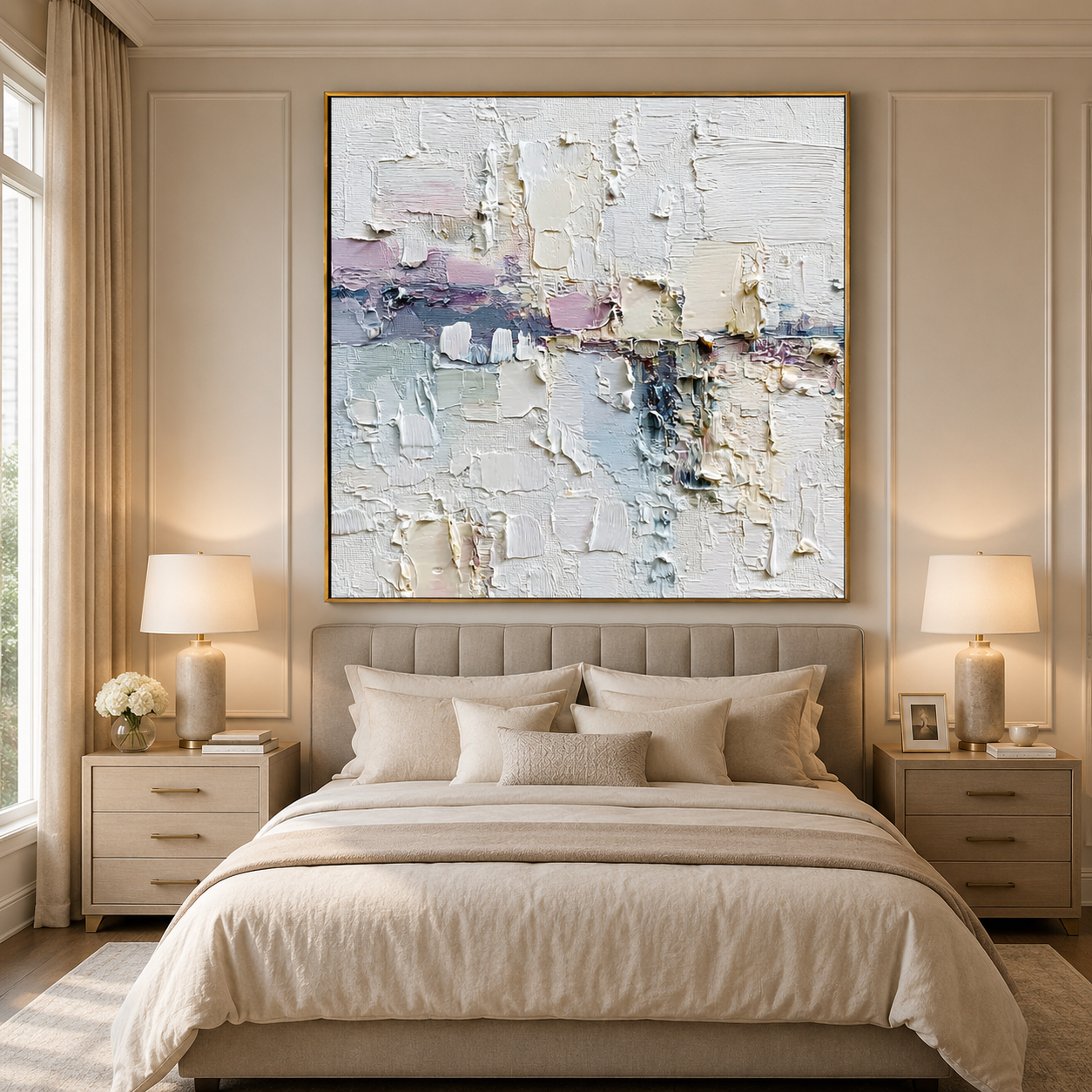 Minimalist Textured Abstract Oil Painting – Neutral Modern Wall Art#OA 0901