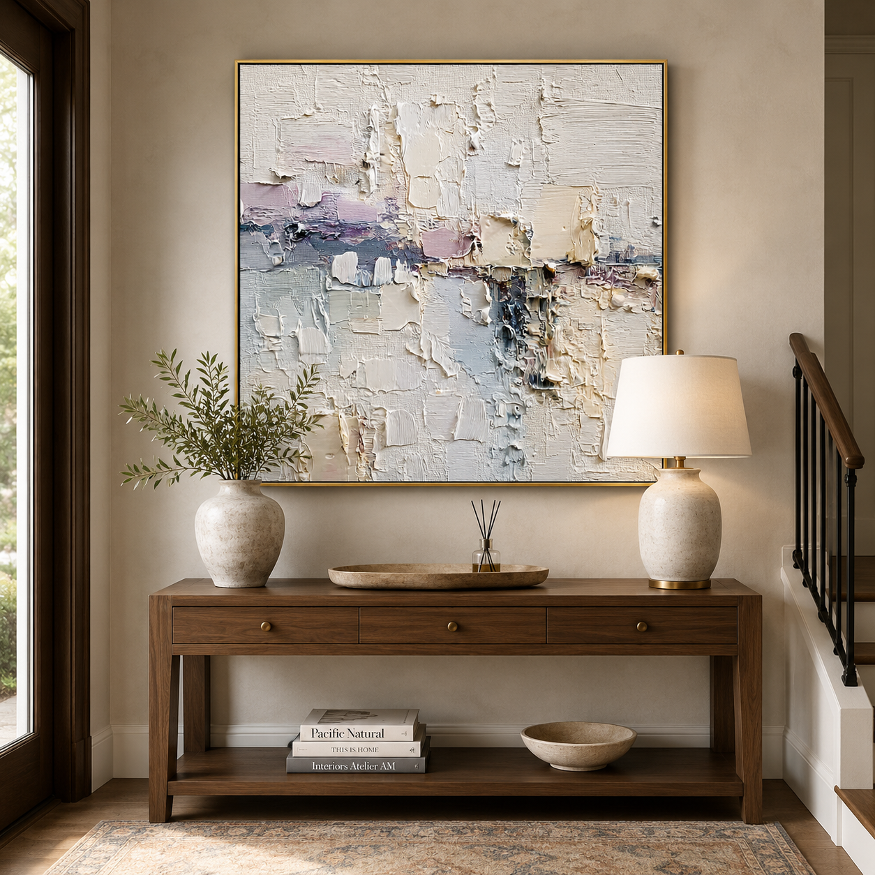 Minimalist Textured Abstract Oil Painting – Neutral Modern Wall Art#OA 0901