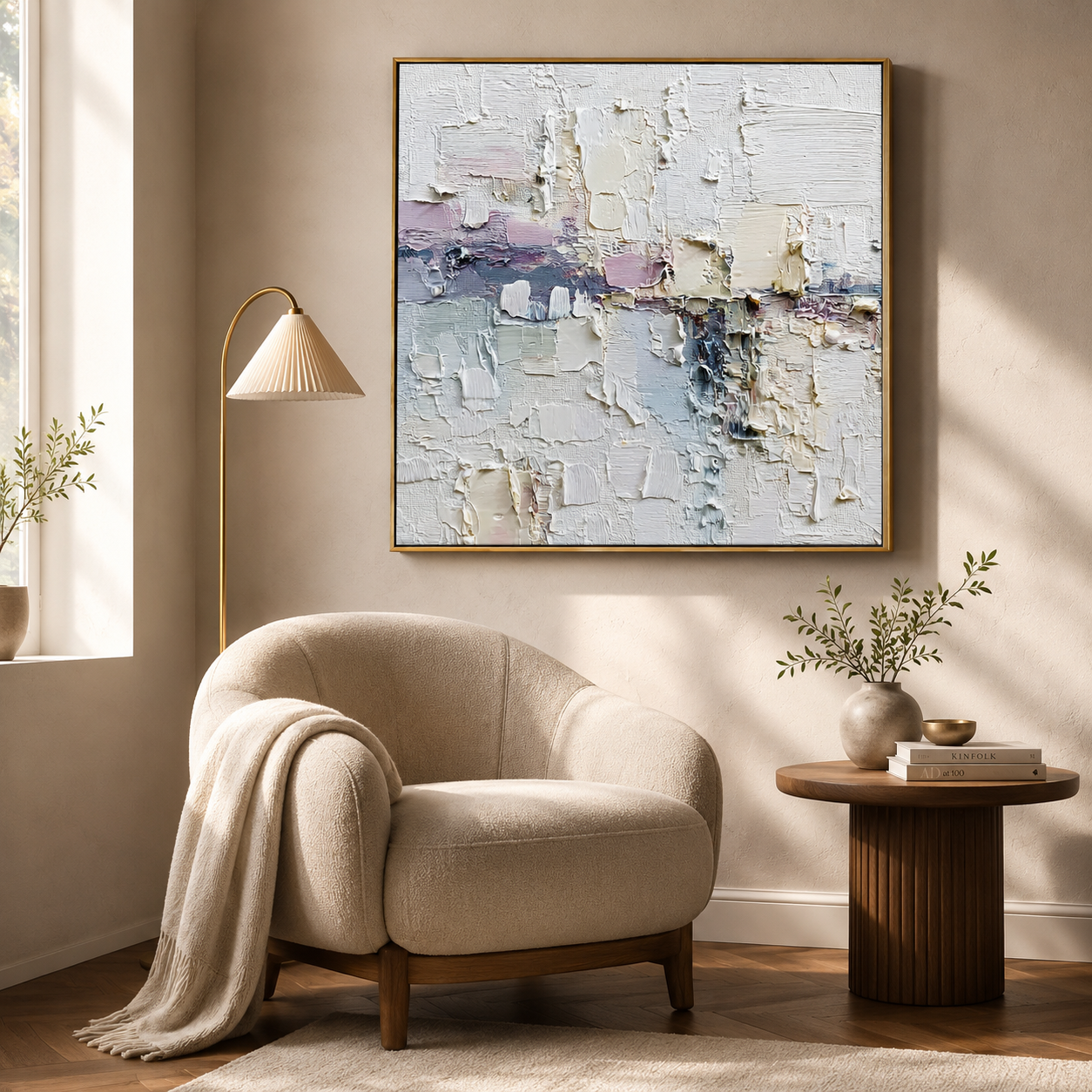 Minimalist Textured Abstract Oil Painting – Neutral Modern Wall Art#OA 0901