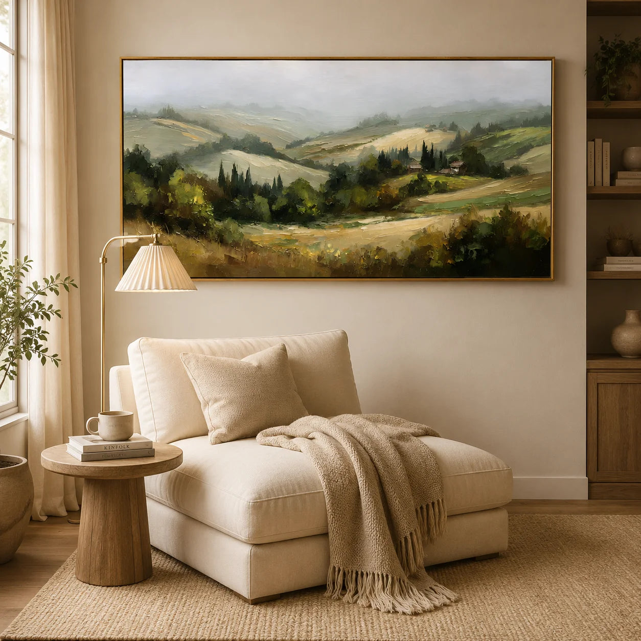 Tuscan Countryside Landscape Oil Painting – Rustic Rolling Hills Wall Art#OA 0894