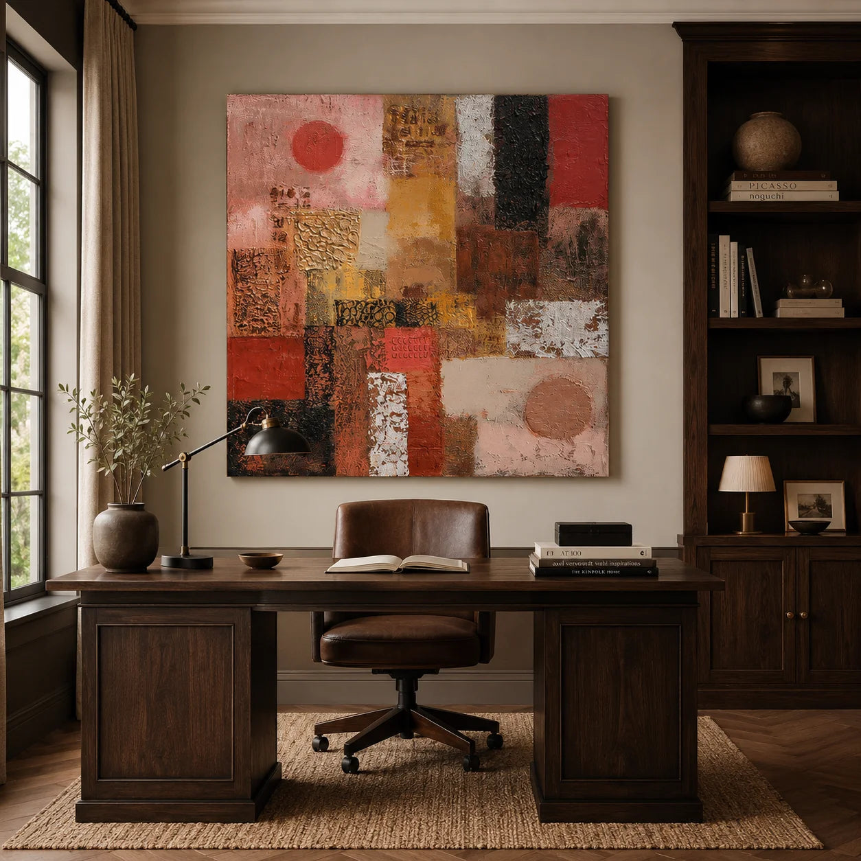 Abstract Terracotta Texture Painting – Modern Earth Tone Canvas Wall Art#OA 0892