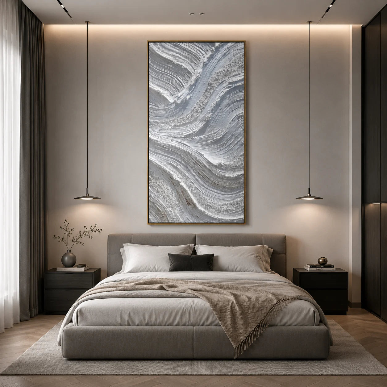 Minimalist Textured Abstract Wave Painting – Modern Neutral Wall Art#OA 0907