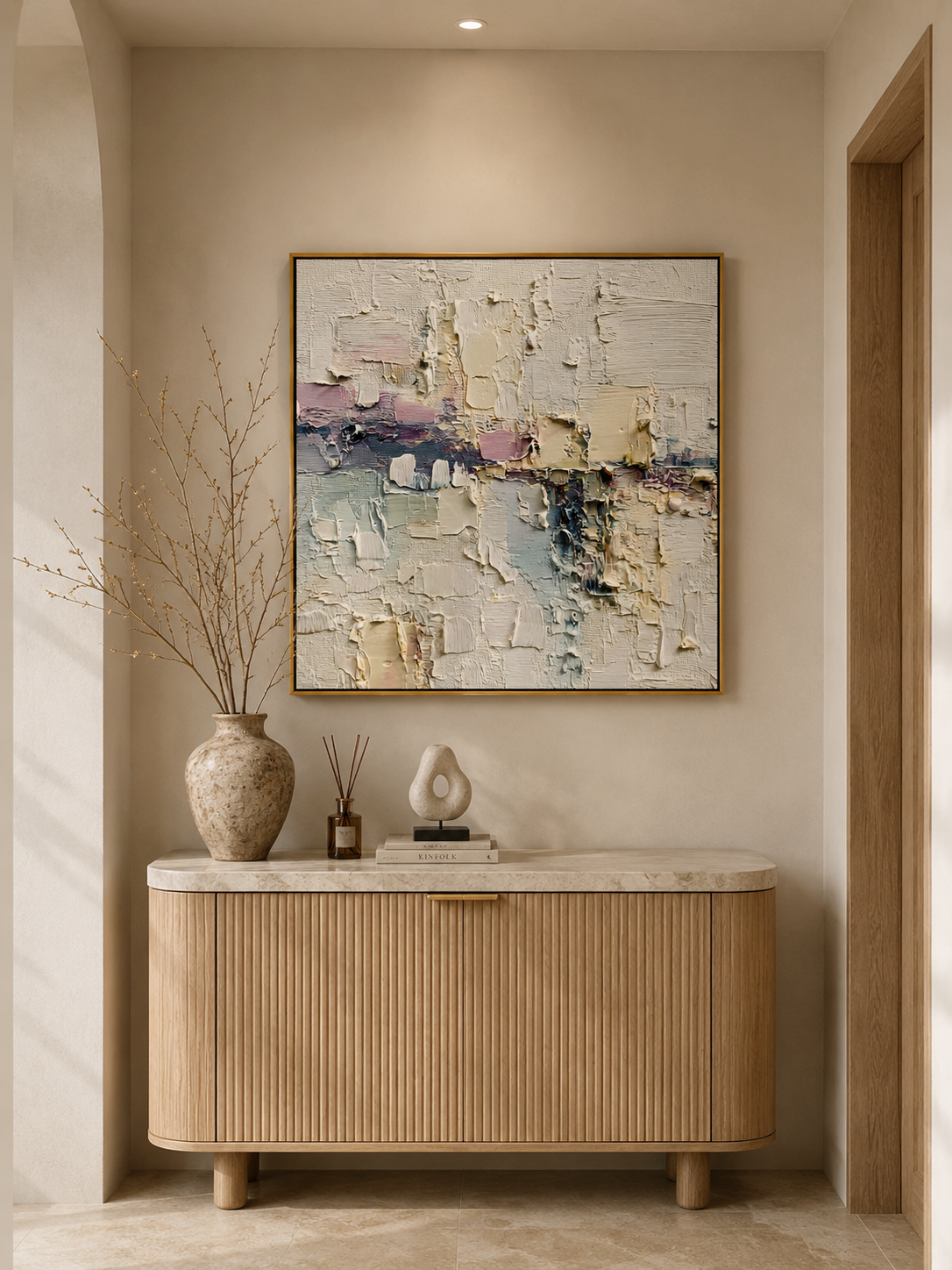 Minimalist Textured Abstract Oil Painting – Neutral Modern Wall Art#OA 0901