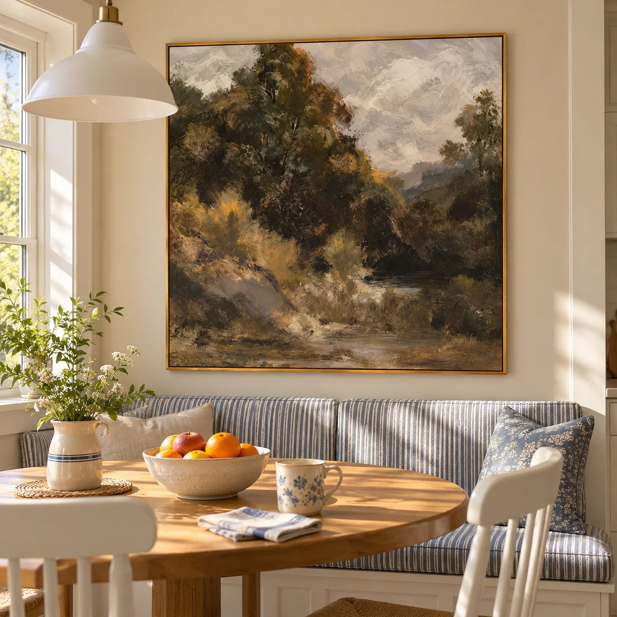 Large Abstract Forest Landscape Wall Art – Rustic Nature Oil Painting Canvas for Living Room OA 0667