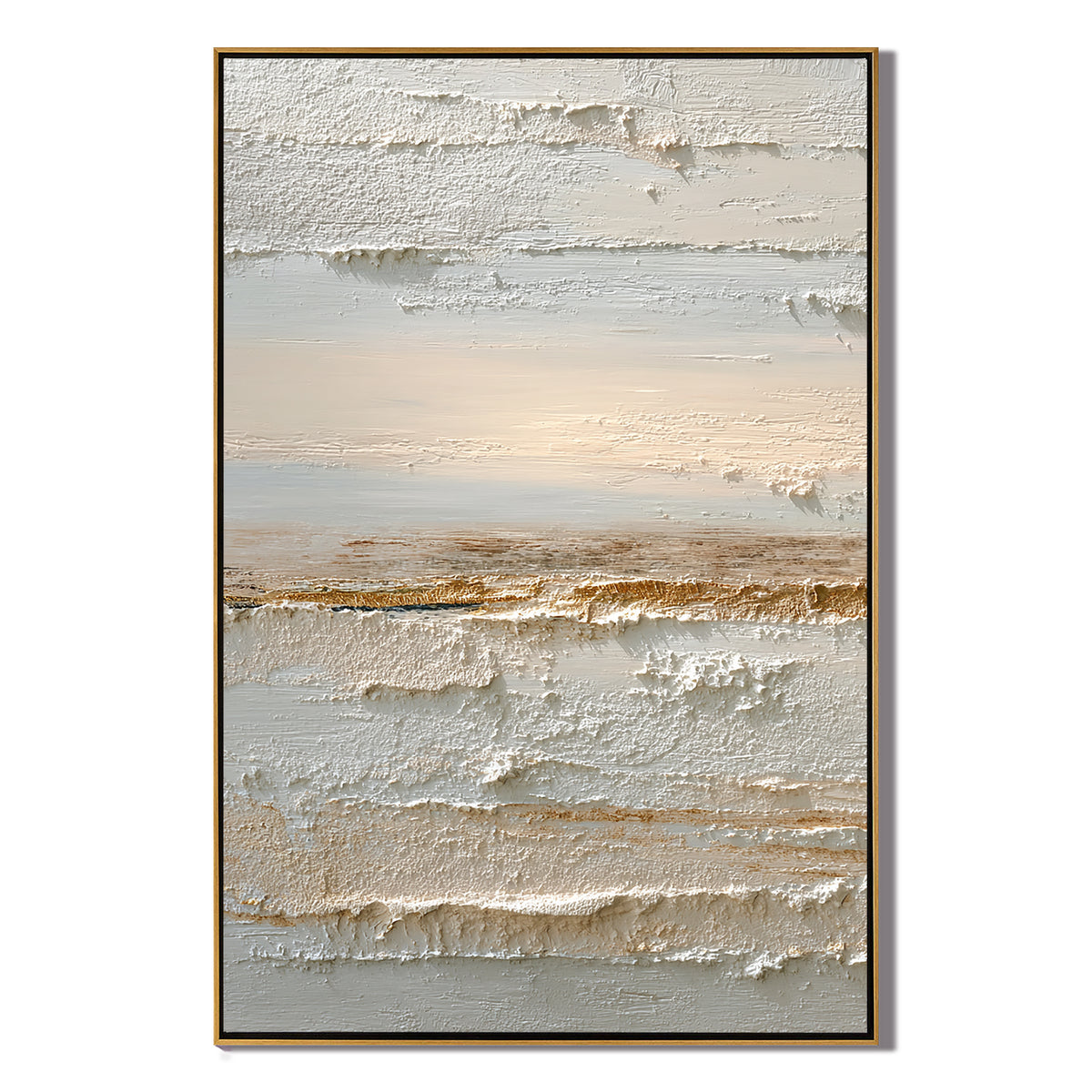 Neutral Abstract Landscape Canvas Wall Art – Textured Cream and Beige Painting for Minimalist Living Room Decor