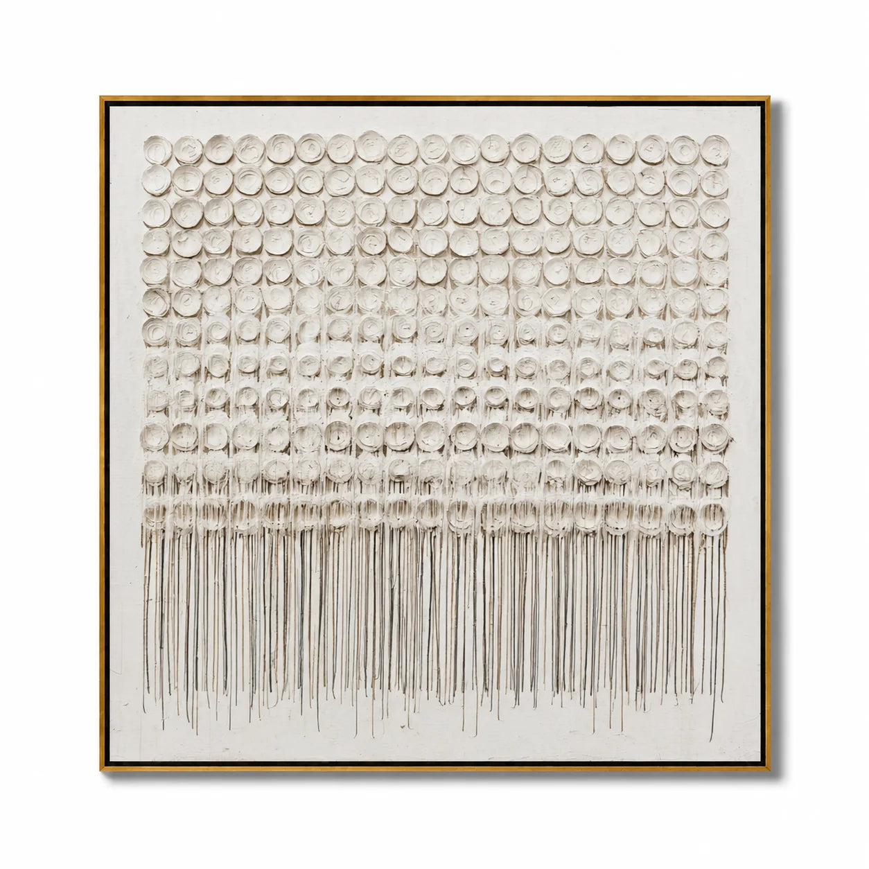 Hand-Painted White Textured Abstract Oil Painting, 3D Circle Wall Art for Minimalist Luxury Home Decor #OA 0924