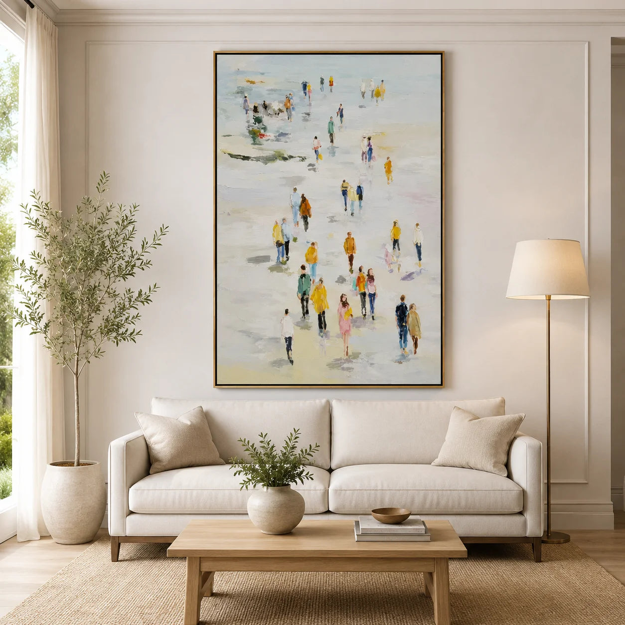 Large Abstract People Walking Wall Art – Modern Figurative Canvas Painting for Living Room Decor