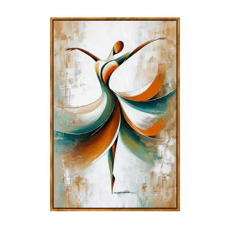 Abstract Dancer Oil Painting, Modern Dance Wall Art for Living Room Decor