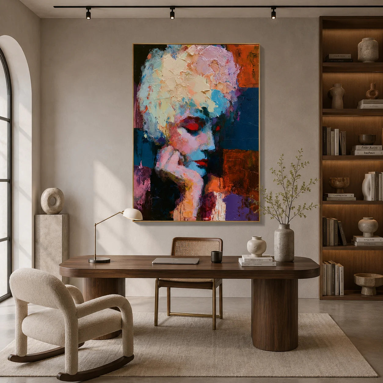 Abstract Woman Portrait Hand-Painted Oil Painting, Colorful Modern Figurative Wall Art # OA 1040