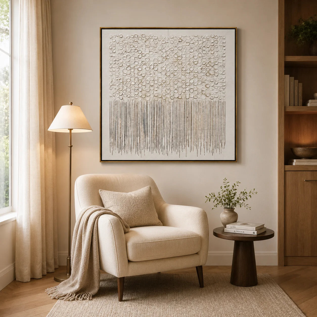 Hand-Painted White Textured Abstract Oil Painting, Minimalist 3D Wall Art for Modern Luxury Home Decor #OA 0923