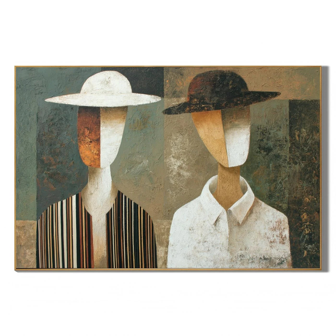Abstract Couple Portrait Hand-Painted Oil Painting, Minimalist Modern Figurative Wall Art # OA 1042