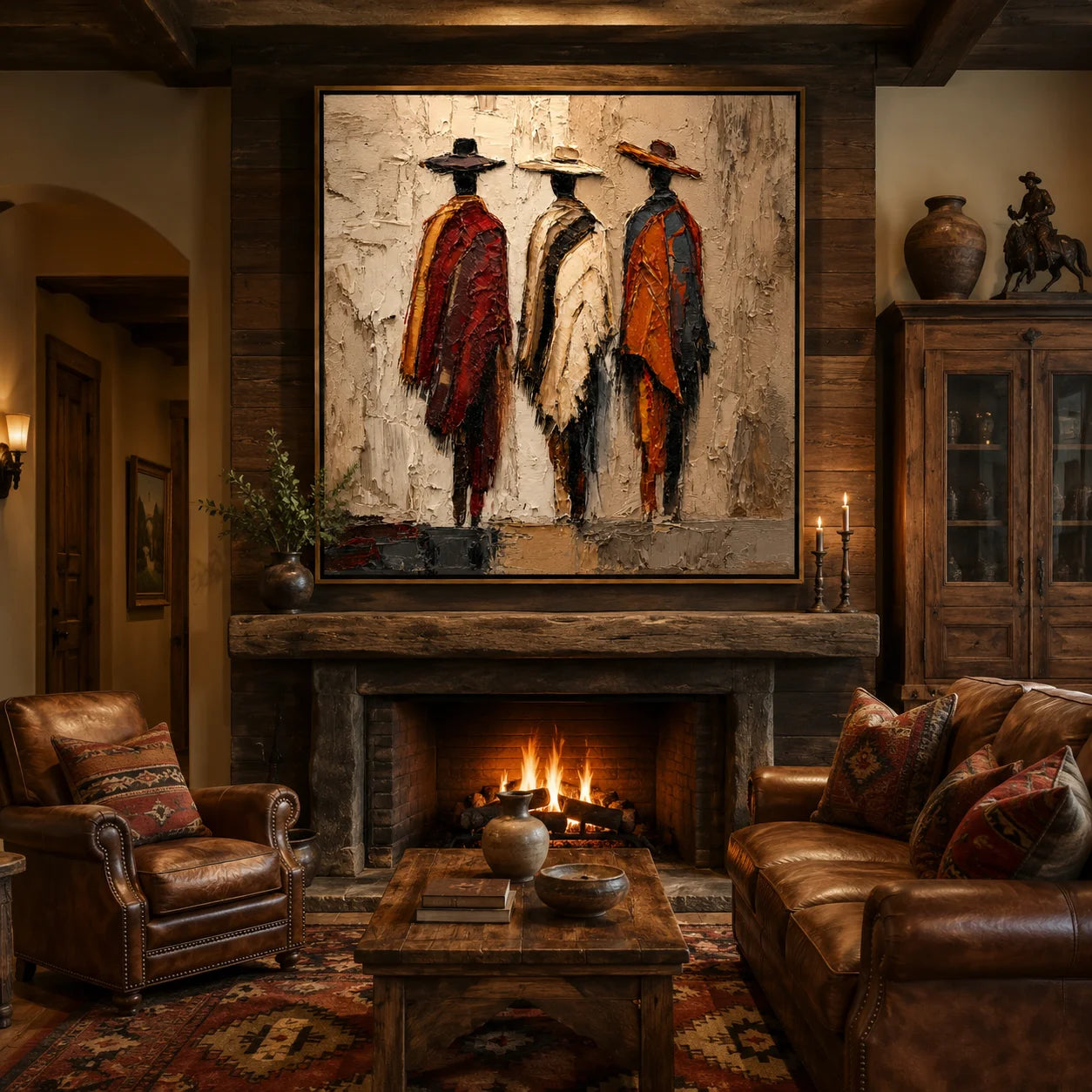 Abstract Figurative Hand-Painted Oil Painting, Textured Three Women Canvas Wall Art for Modern Luxury Home Decor #OA0952