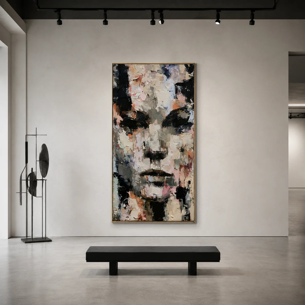 Abstract Portrait Hand-Painted Oil Painting | Modern Textured Face Wall Art # OA 1030