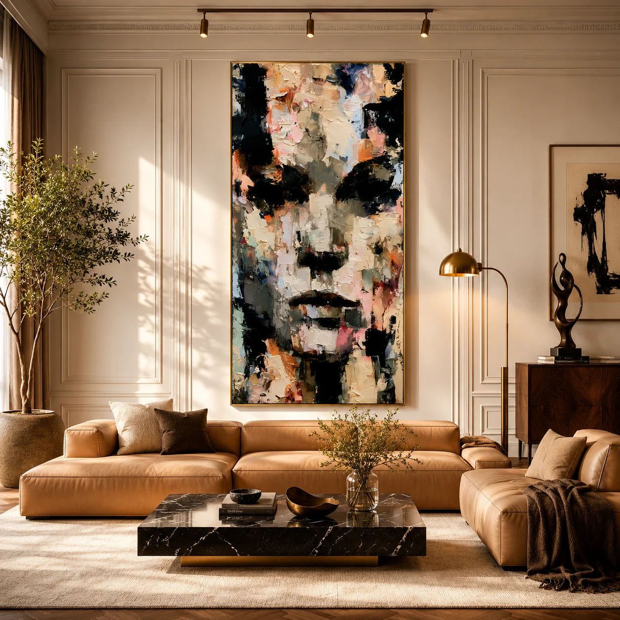 Abstract Portrait Hand-Painted Oil Painting | Modern Textured Face Wall Art # OA 1030