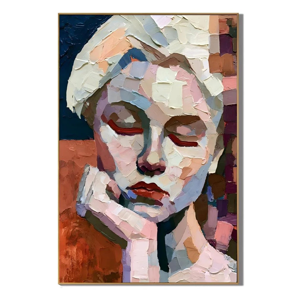 Abstract Woman Portrait Hand-Painted Oil Painting | Textured Palette Knife Figurative Wall Art for Living Room and Bedroom # OA 1113