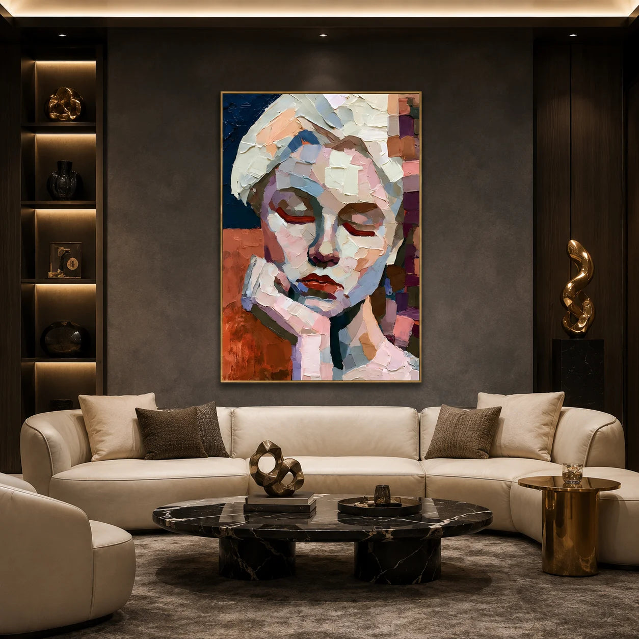 Abstract Woman Portrait Hand-Painted Oil Painting | Textured Palette Knife Figurative Wall Art for Living Room and Bedroom # OA 1113