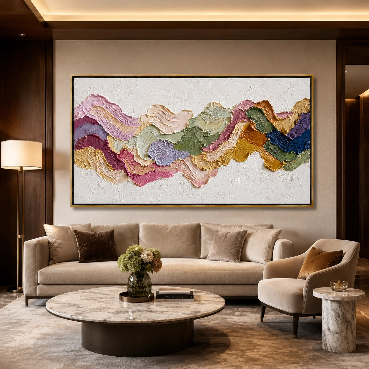 Colorful Textured Abstract Hand-Painted Oil Painting, Modern Impasto Canvas Wall Art for Luxury Home Decor
