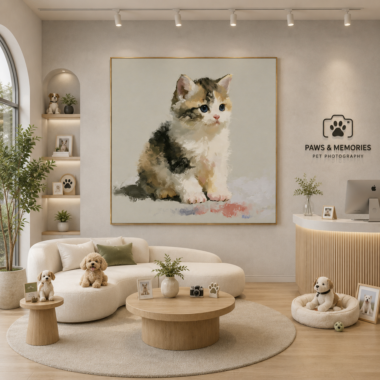 Cute Blue-Eyed Kitten Hand-Painted Oil Painting – Cat Wall Art# OA 1108