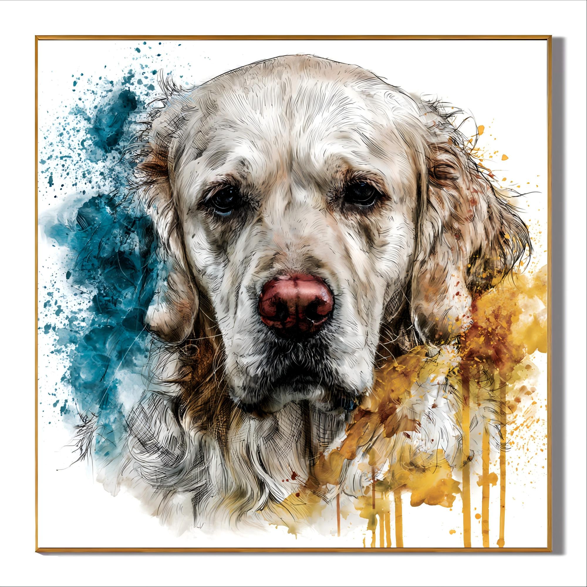 Elegant Dog Portrait Hand-Painted Oil Painting, Modern Abstract Pet Wall Art # OA 1112