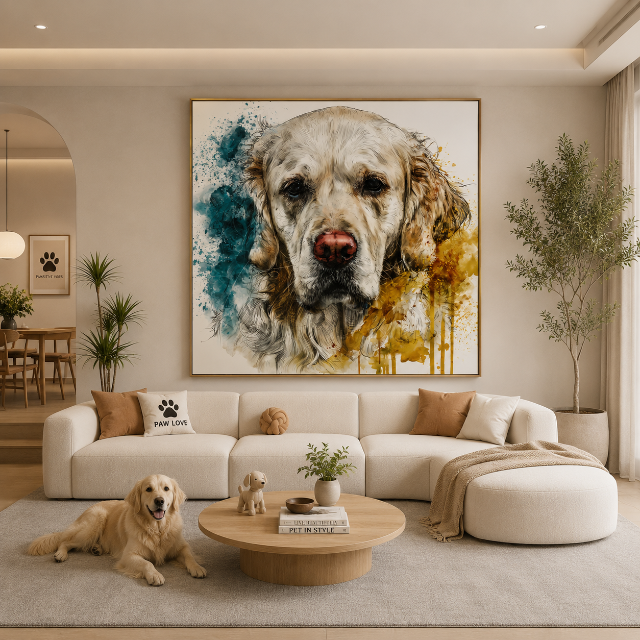 Elegant Dog Portrait Hand-Painted Oil Painting, Modern Abstract Pet Wall Art # OA 1112