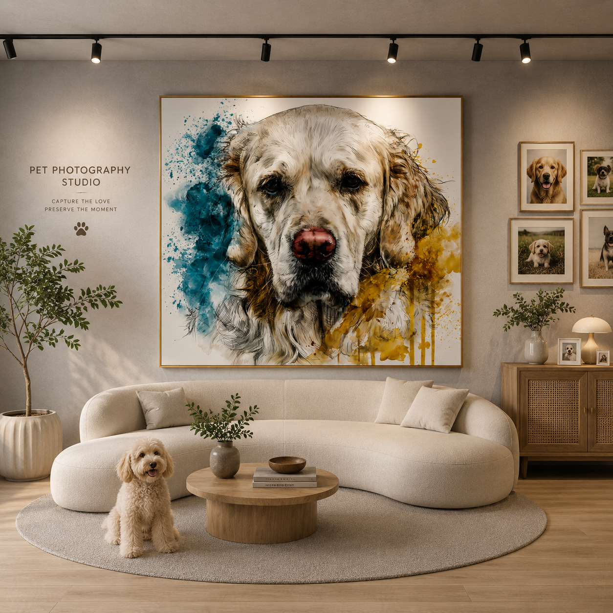 Elegant Dog Portrait Hand-Painted Oil Painting, Modern Abstract Pet Wall Art # OA 1112