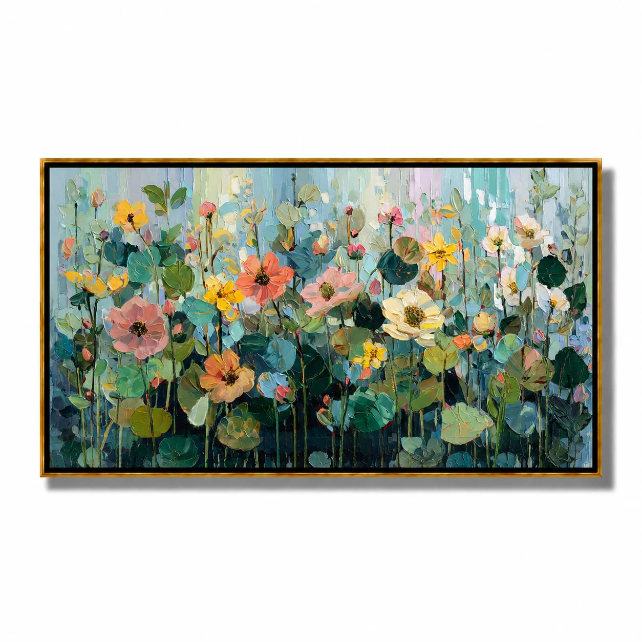 Hand-Painted Wildflower Oil Painting, Large Pastel Floral Wall Art for Modern Elegant Home Decor#OA 0992