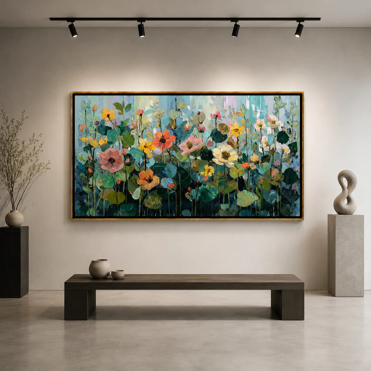 Hand-Painted Wildflower Oil Painting, Large Pastel Floral Wall Art for Modern Elegant Home Decor#OA 0992