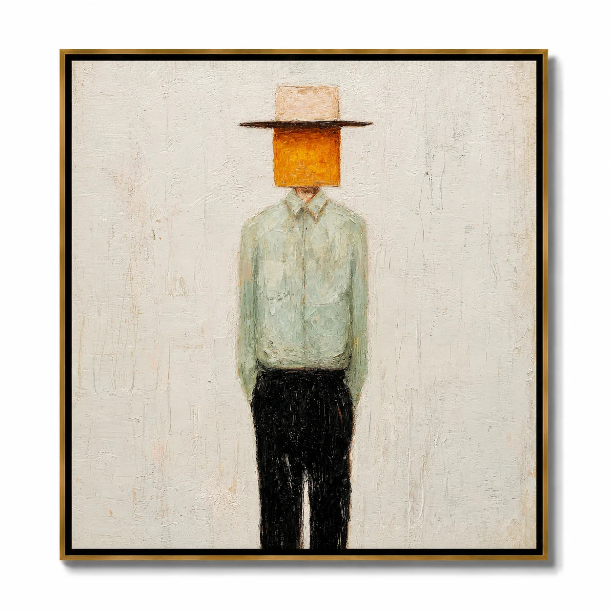 Minimalist Abstract Cowboy Hand-Painted Oil Painting, Textured Western Portrait Wall Art for Modern Home Decor#OA0967