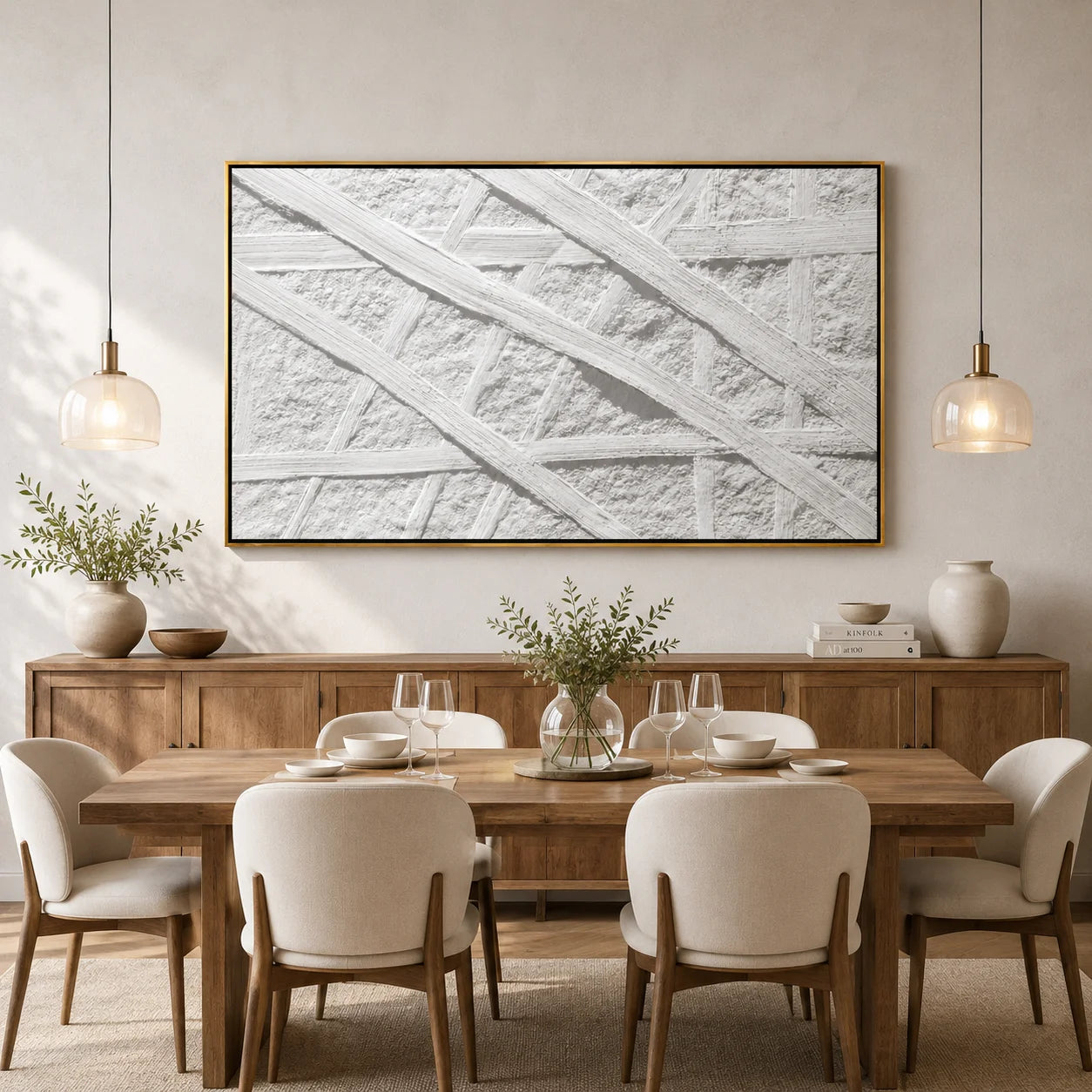 Minimalist White Textured Hand-Painted Oil Painting, Abstract Impasto Wall Art for Modern Neutral Home Decor#OA 0988