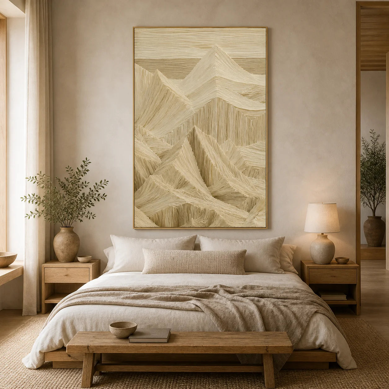 Neutral Mountain Abstract Hand-Painted Oil Painting OA # 1103