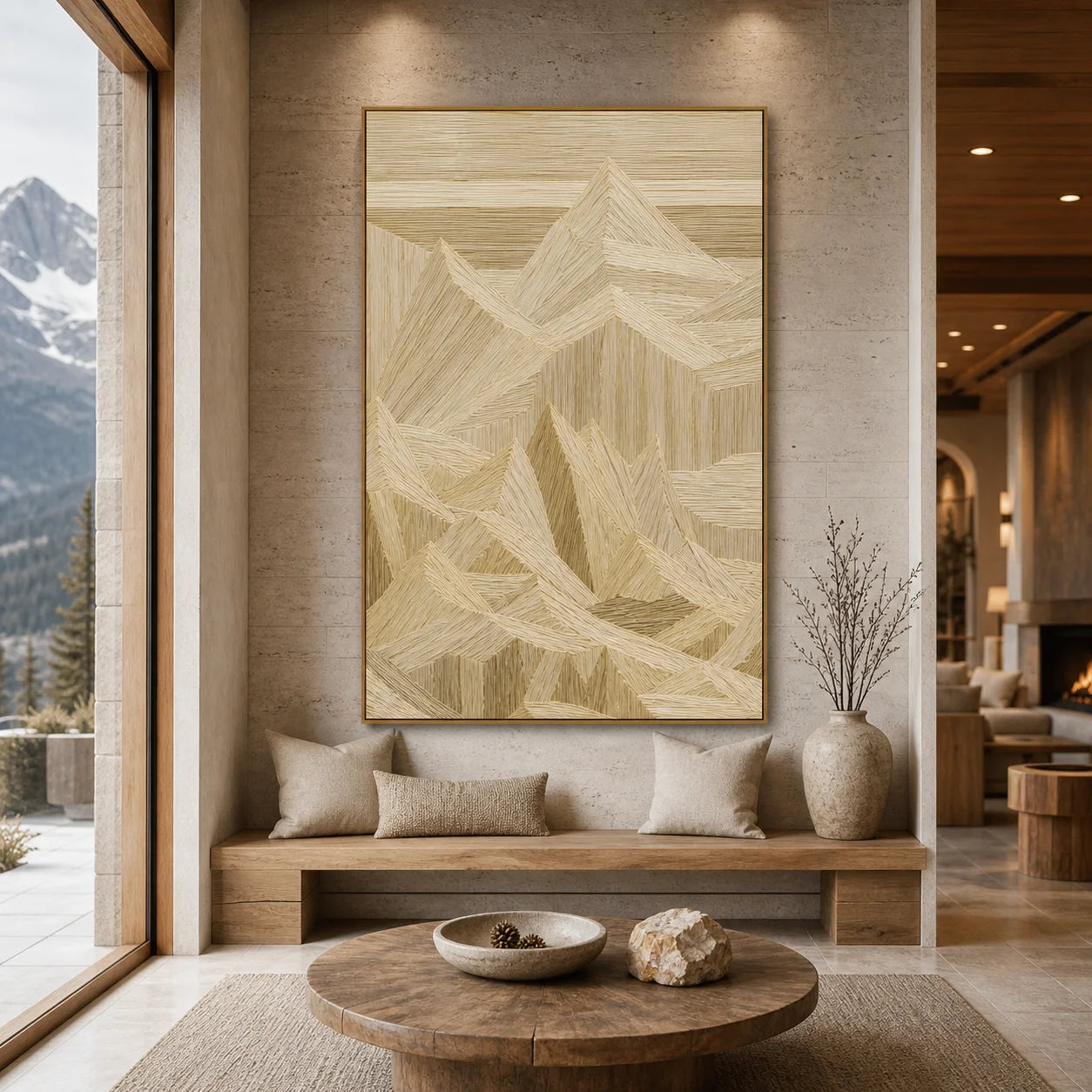 Neutral Mountain Abstract Hand-Painted Oil Painting OA # 1103