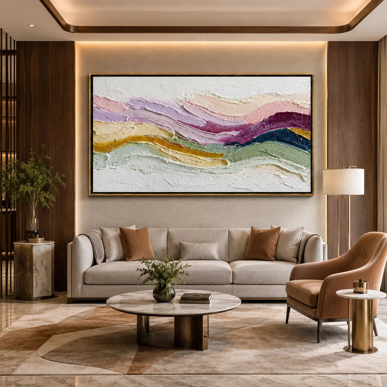 Pastel Textured Abstract Hand-Painted Oil Painting, Modern Impasto Landscape Canvas Wall Art for Luxury Home Decor#OA 0948