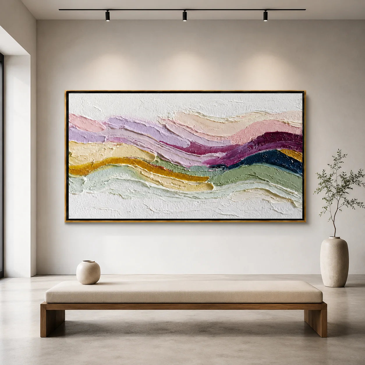 Pastel Textured Abstract Hand-Painted Oil Painting, Modern Impasto Landscape Canvas Wall Art for Luxury Home Decor#OA 0948