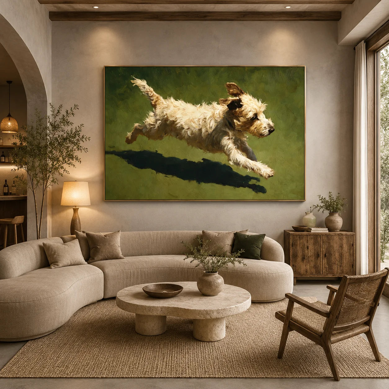 Running Terrier Dog Hand-Painted Oil Painting | Custom Pet Portrait Canvas Wall Art for Dog Lovers # OA 1038