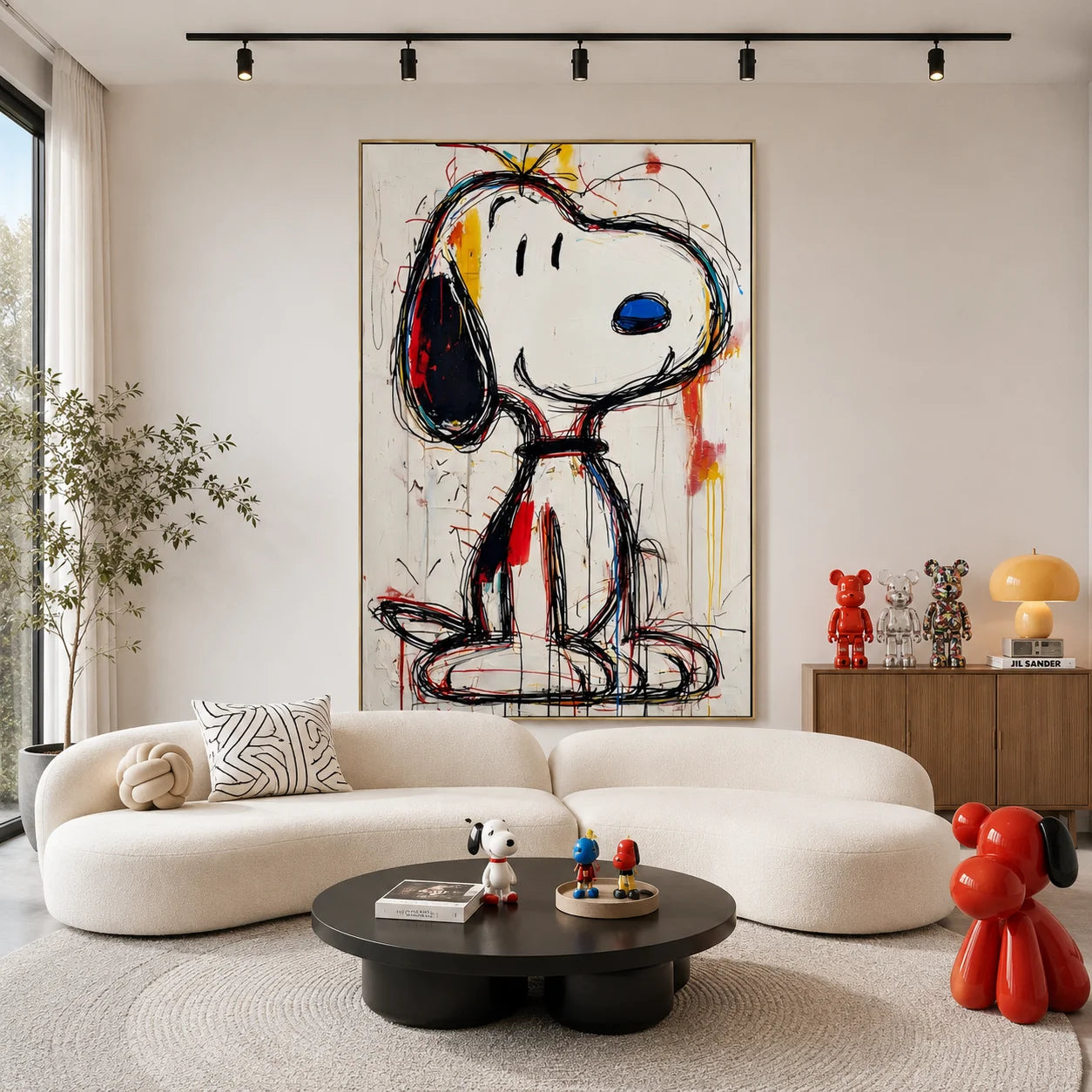 Snoopy Hand-Painted Oil Painting | Modern Pop Art Cartoon Wall Art | Abstract Graffiti Canvas Artwork for Living Room, Bedroom, Kids Room & Office # OA 1082
