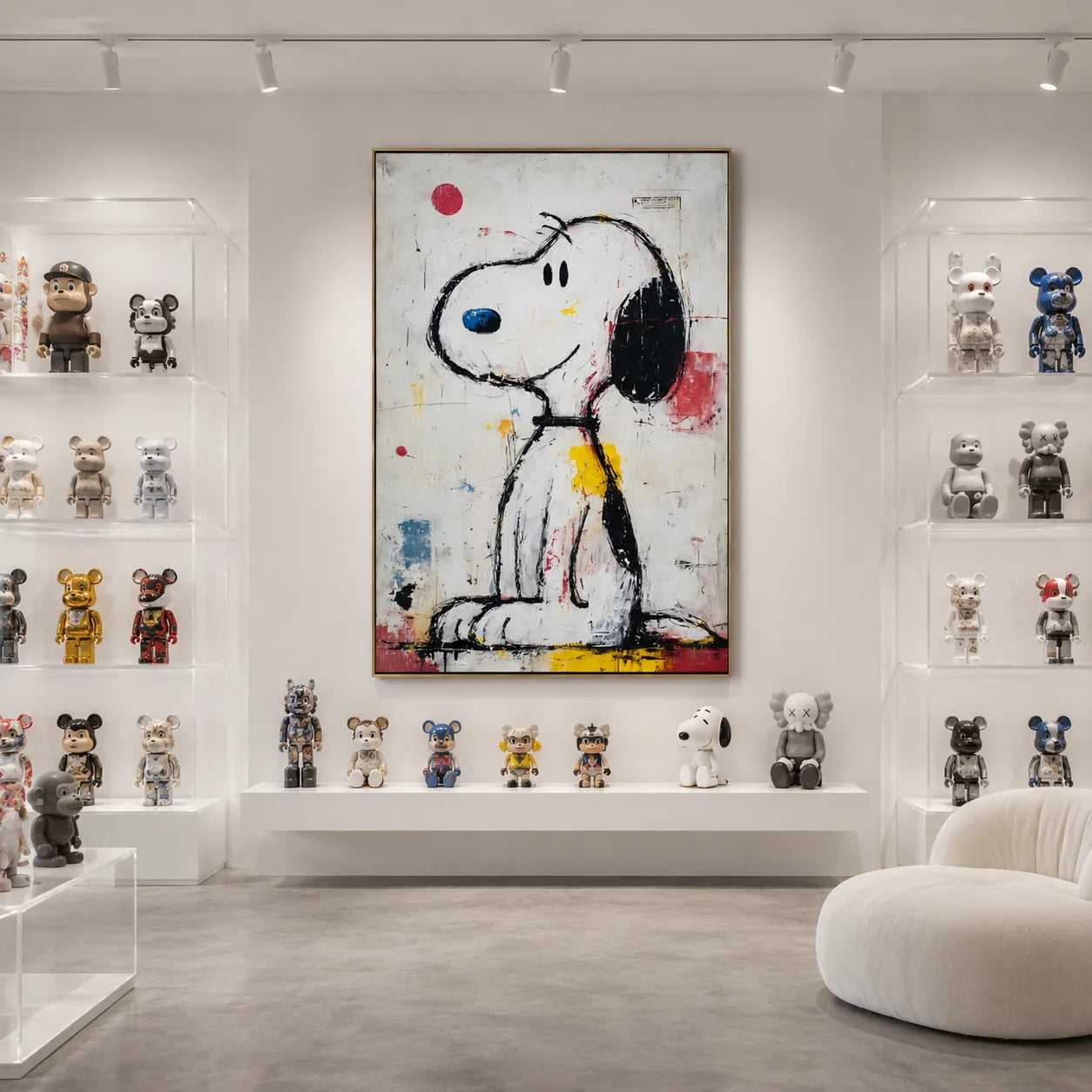 Snoopy Hand-Painted Oil Painting | Modern Pop Art Cartoon Wall Art | Abstract Graffiti Canvas Artwork for Living Room, Bedroom, Kids Room & Office # OA 1081