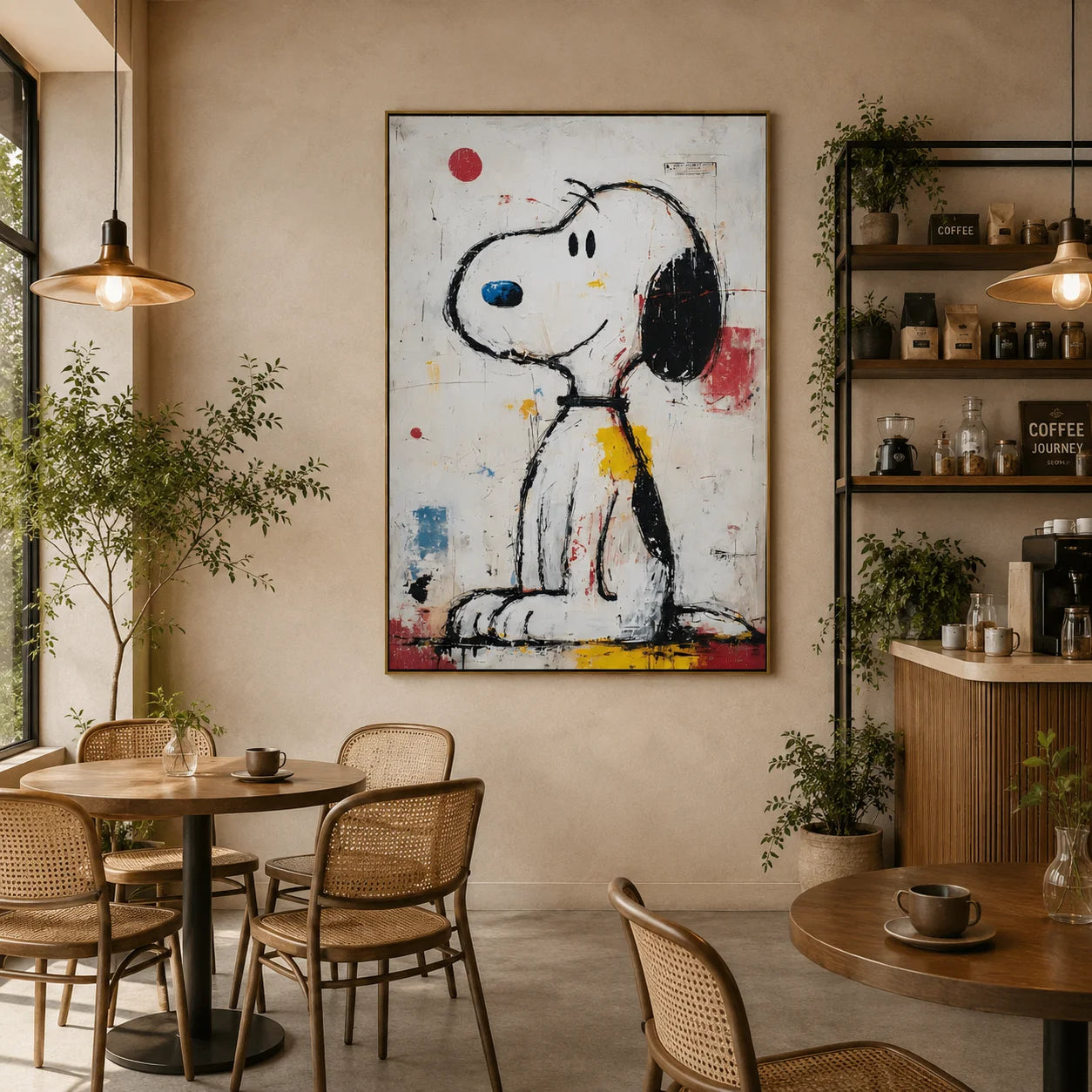 Snoopy Hand-Painted Oil Painting | Modern Pop Art Cartoon Wall Art | Abstract Graffiti Canvas Artwork for Living Room, Bedroom, Kids Room & Office # OA 1081