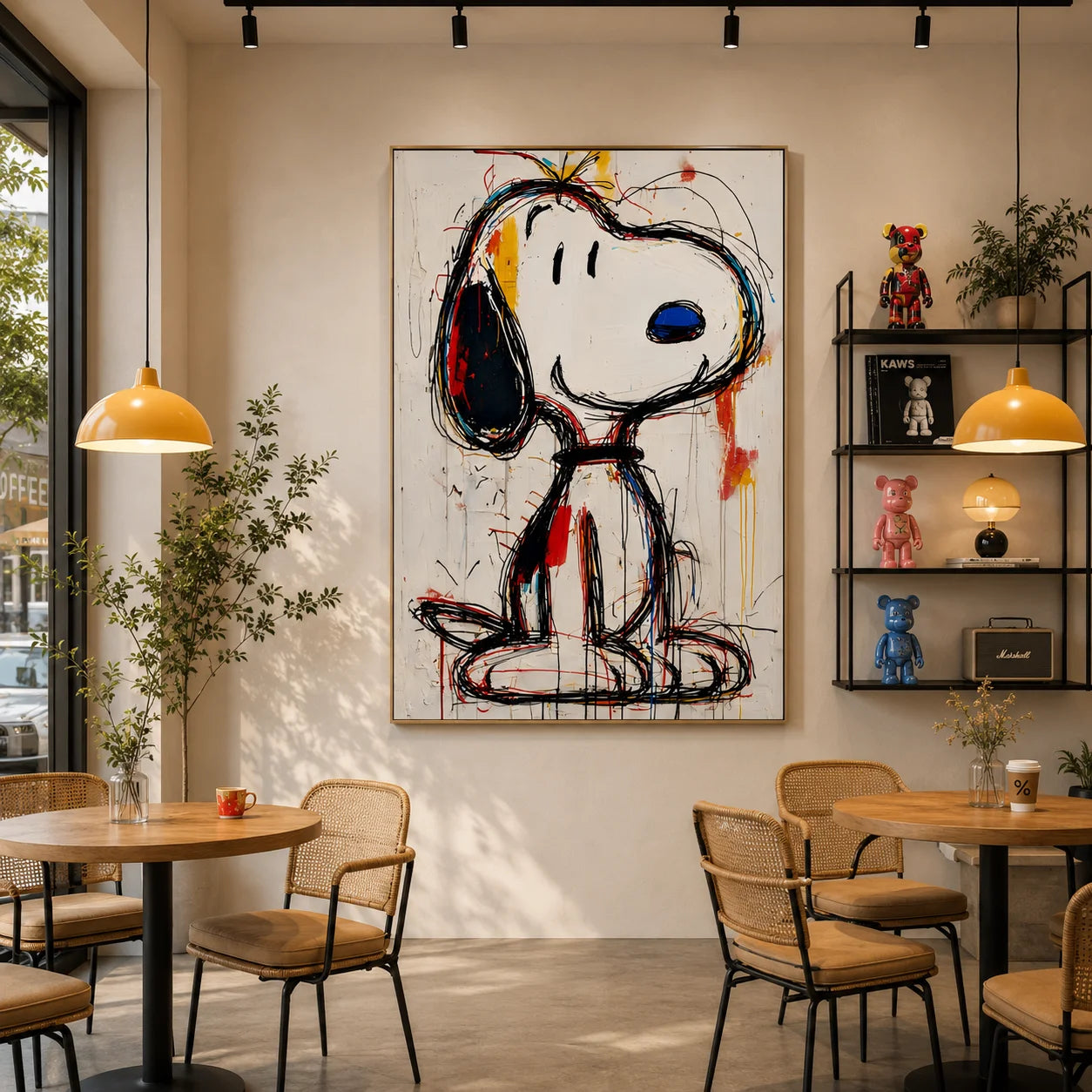 Snoopy Hand-Painted Oil Painting | Modern Pop Art Cartoon Wall Art | Abstract Graffiti Canvas Artwork for Living Room, Bedroom, Kids Room & Office # OA 1082