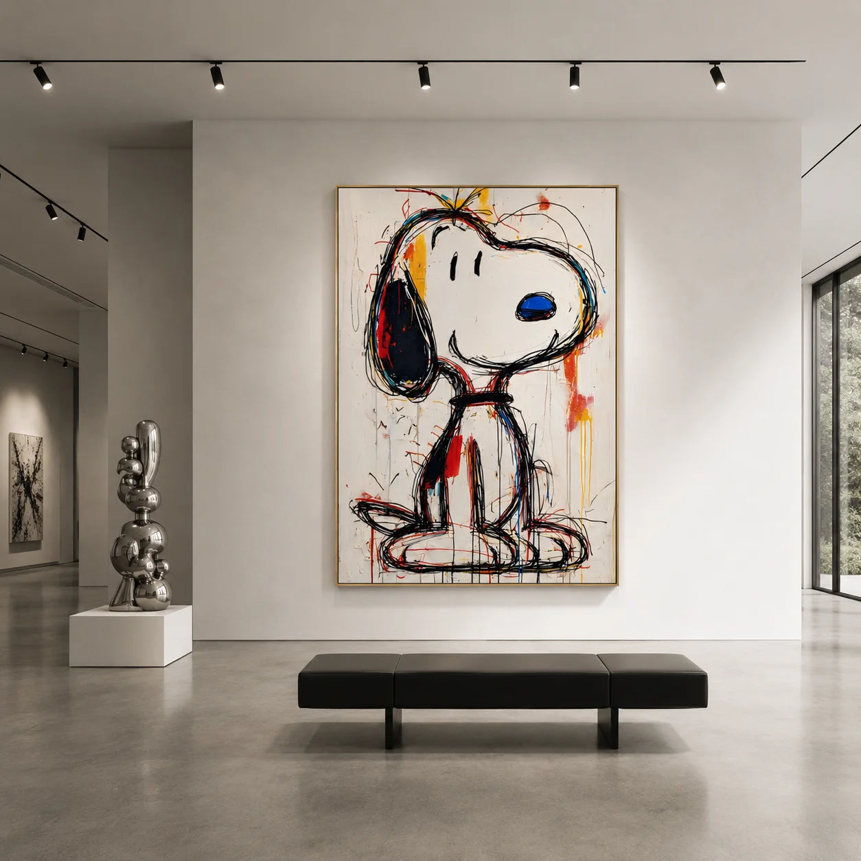 Snoopy Hand-Painted Oil Painting | Modern Pop Art Cartoon Wall Art | Abstract Graffiti Canvas Artwork for Living Room, Bedroom, Kids Room & Office # OA 1082