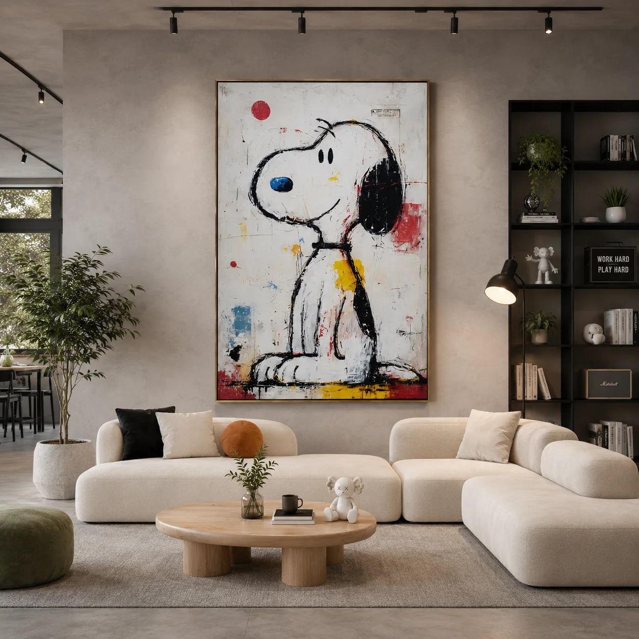 Snoopy Hand-Painted Oil Painting | Modern Pop Art Cartoon Wall Art | Abstract Graffiti Canvas Artwork for Living Room, Bedroom, Kids Room & Office # OA 1081