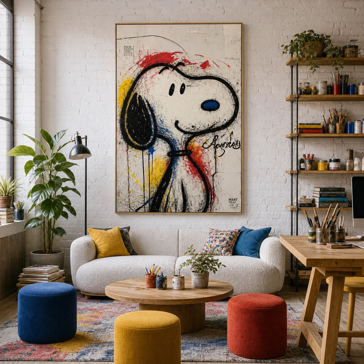 Snoopy Pop Art Hand-Painted Oil Painting | Modern Graffiti Wall Art # 1097