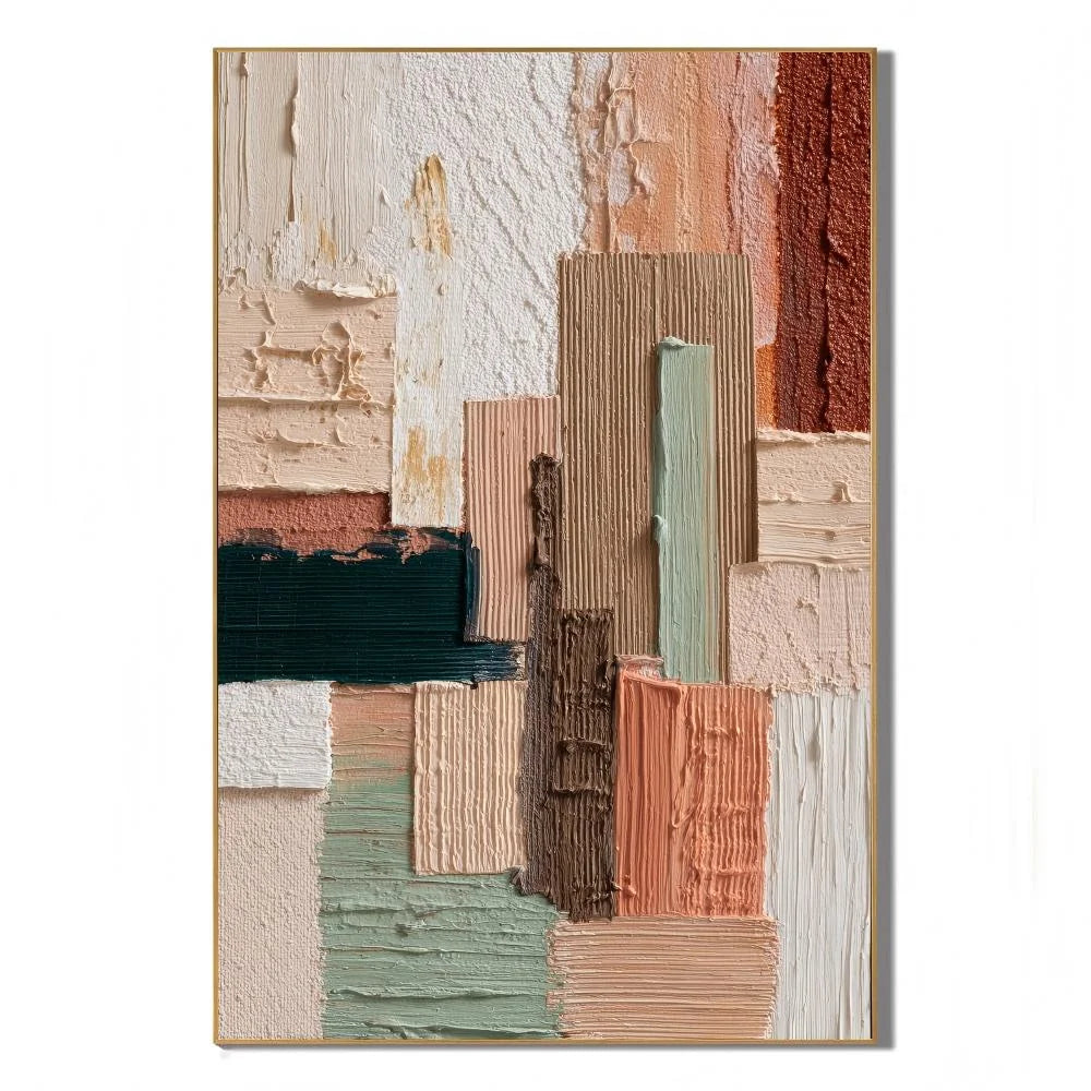 Terracotta and Sage Abstract Hand-Painted Oil Painting OA # 1104