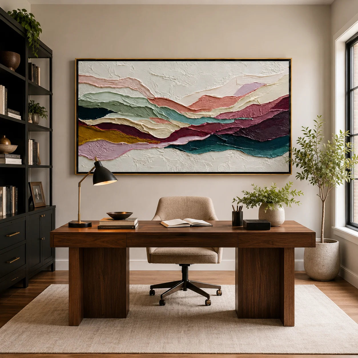 Textured Abstract Landscape Hand-Painted Oil Painting, Modern Impasto Canvas Wall Art for Luxury Home Decor#OA 0949