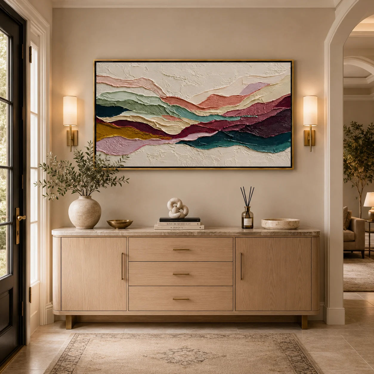 Textured Abstract Landscape Hand-Painted Oil Painting, Modern Impasto Canvas Wall Art for Luxury Home Decor#OA 0949