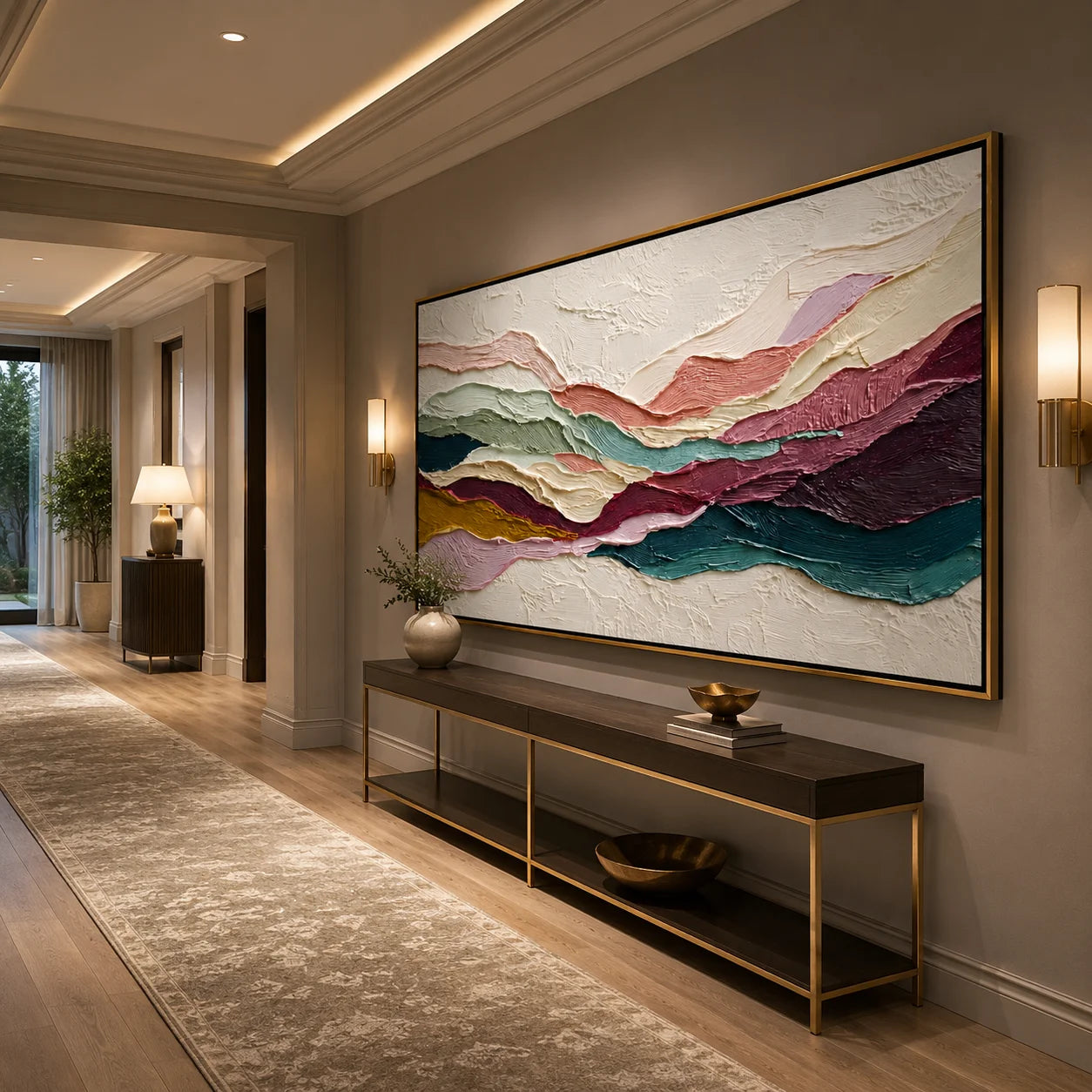 Textured Abstract Landscape Hand-Painted Oil Painting, Modern Impasto Canvas Wall Art for Luxury Home Decor#OA 0949