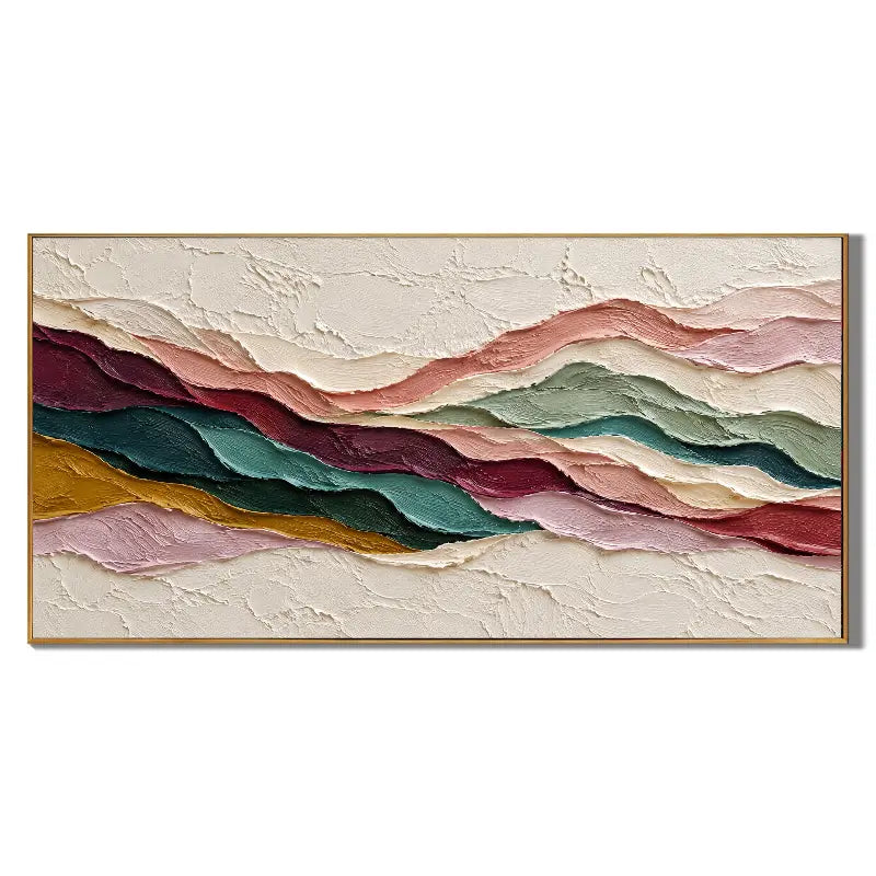 Textured Abstract Mountain Landscape Oil Painting, Hand Painted Earth Tone Impasto Wall Art for Living Room Bedroom | Ownanart