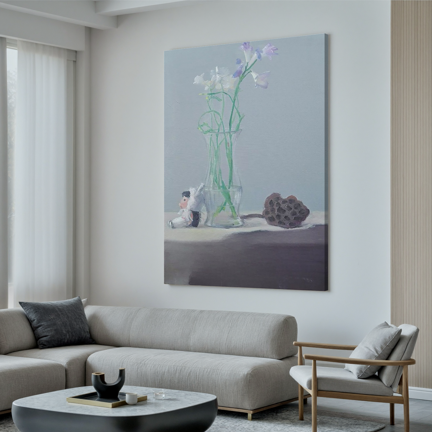 Flowers in a Glass Vase-Minimalist Flower Vase Still Life Wall Art